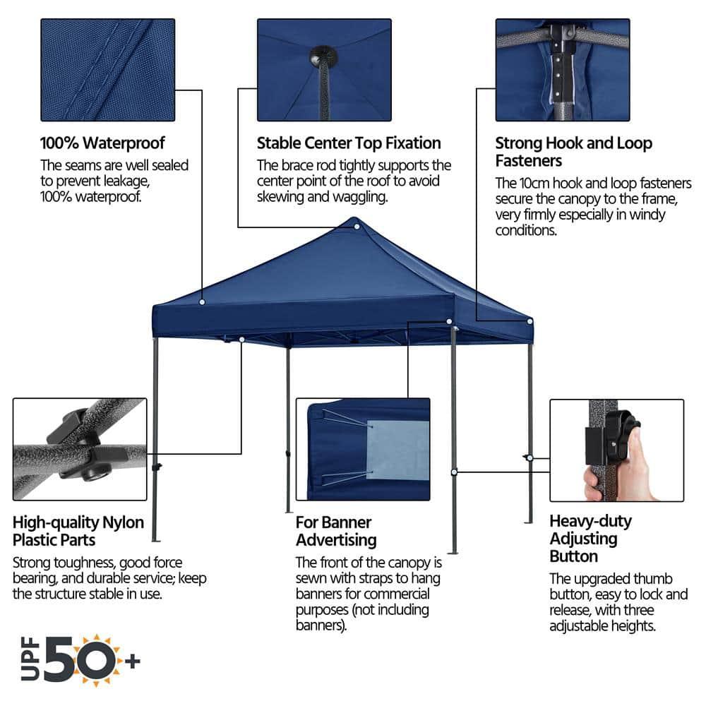Yaheetech 10x10 Pop Up Commercial Canopy Tent with 4 Removable Sidewalls, Sandbags, Stakes & Ropes, Waterproof Instant Canopies for Wedding Party Commercial Event Pavilion, White