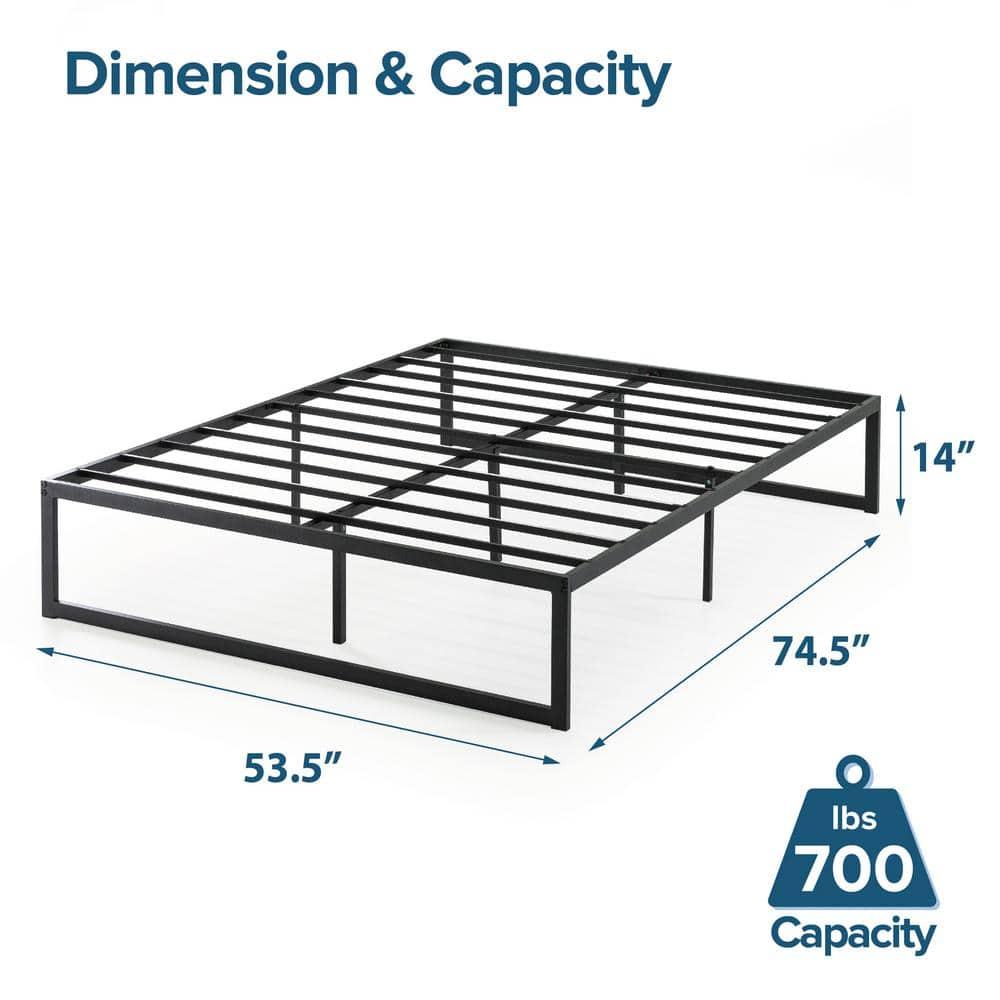 Full Abel 14" Metal Platform Bed Frame Black - Zinus: Steel Construction, No Box Spring Needed, Easy Clean