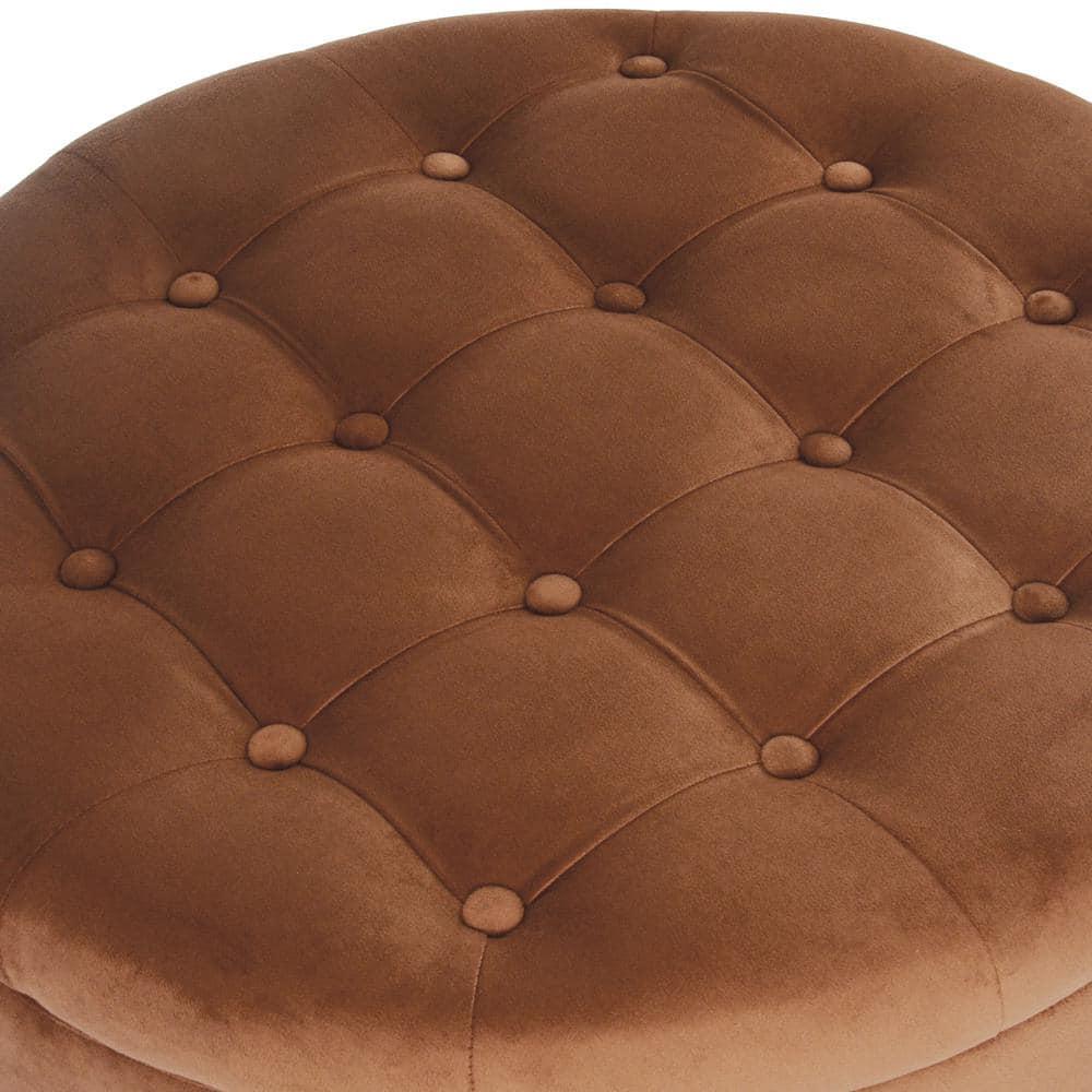 Tufted Round Storage Ottoman Spice Velvet - HomePop