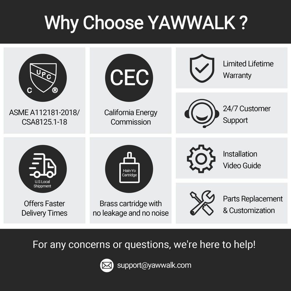 YAWWALK 10" Shower Head with 3-Spray Patterns Handheld in Matte Black (Valve Included)