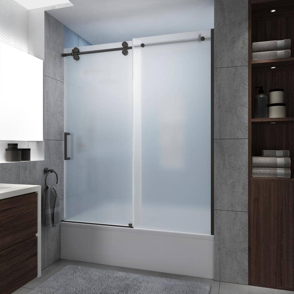 Aston 56" - 60" W x 70" H Sliding Frameless Tub Door TDR978FRUW.UC-NBR-6070