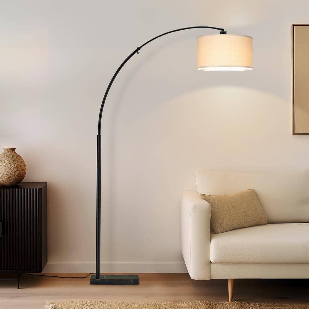 Brightech Logan 76 in. Adjustable and Extendable LED Arched Gold Floor Lamp with Weighted Marble Base - LED Bulb Included