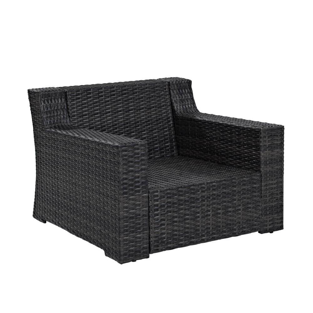 Beaufort Outdoor Steel Arm Chair Mist/Brown - Crosley: Woven Resin Wicker, Powder-Coated Frame, UV & Weather-Resistant