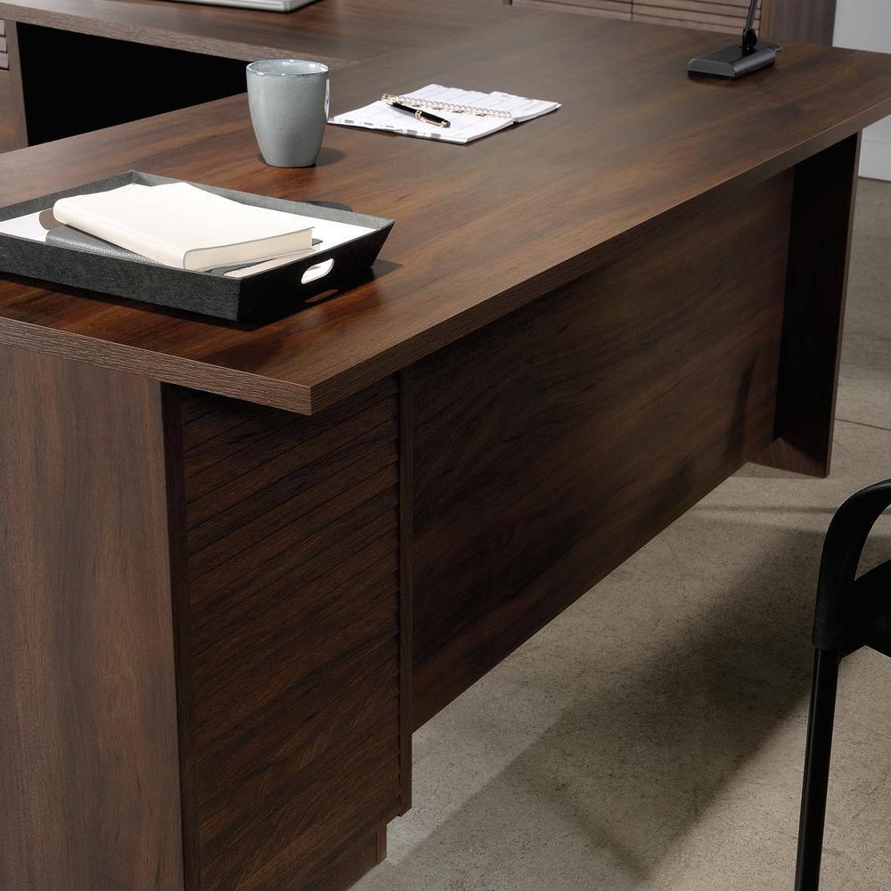 Executive Corner L-Desk in Spiced Mahogany with Filing Drawers