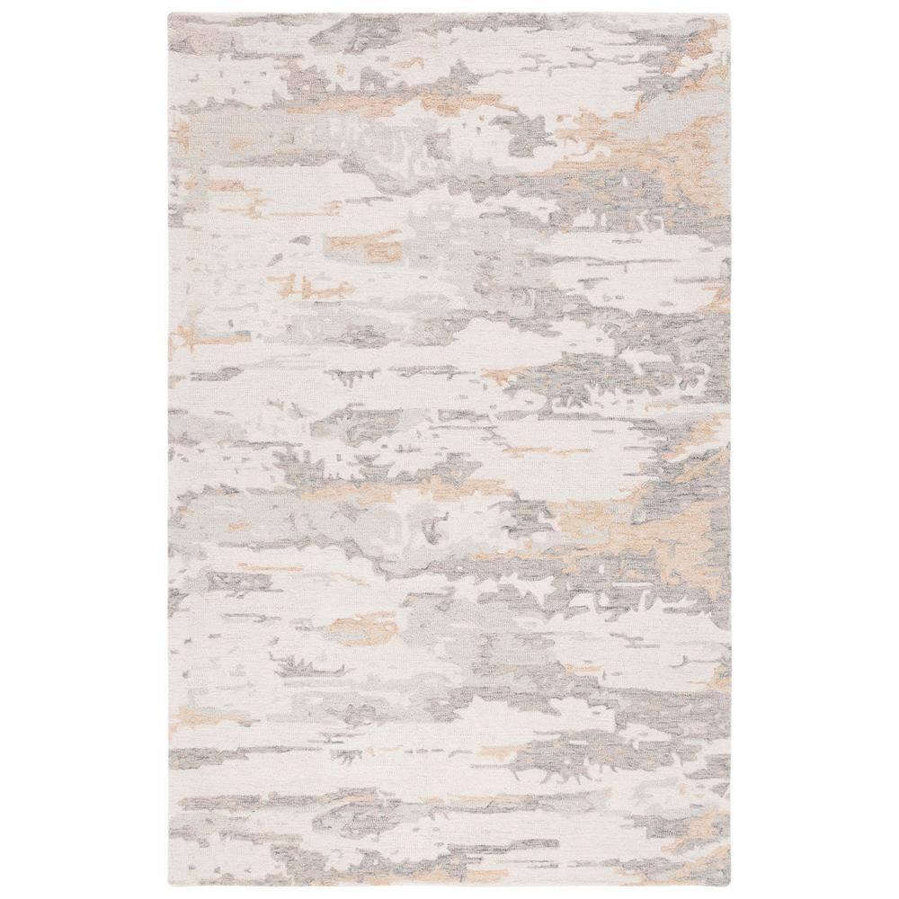 Abstract ABT465 Handmade Indoor Area Rug - Ivory/Grey - 4'x6' - Safavieh