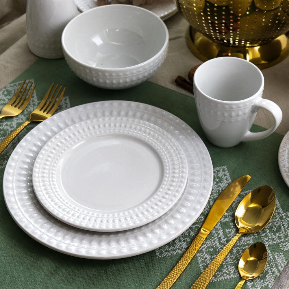 Elama Cara 16 Piece Porcelain China Dinnerware Set - Service for 4
