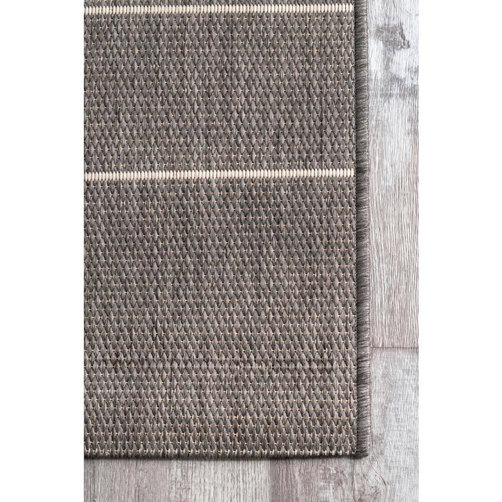 Nuloom Alaina Striped 8 Square Indoor/Outdoor Area Rug for Living Room Patio Deck Front Porch Kitchen, Dark Grey/Ivory