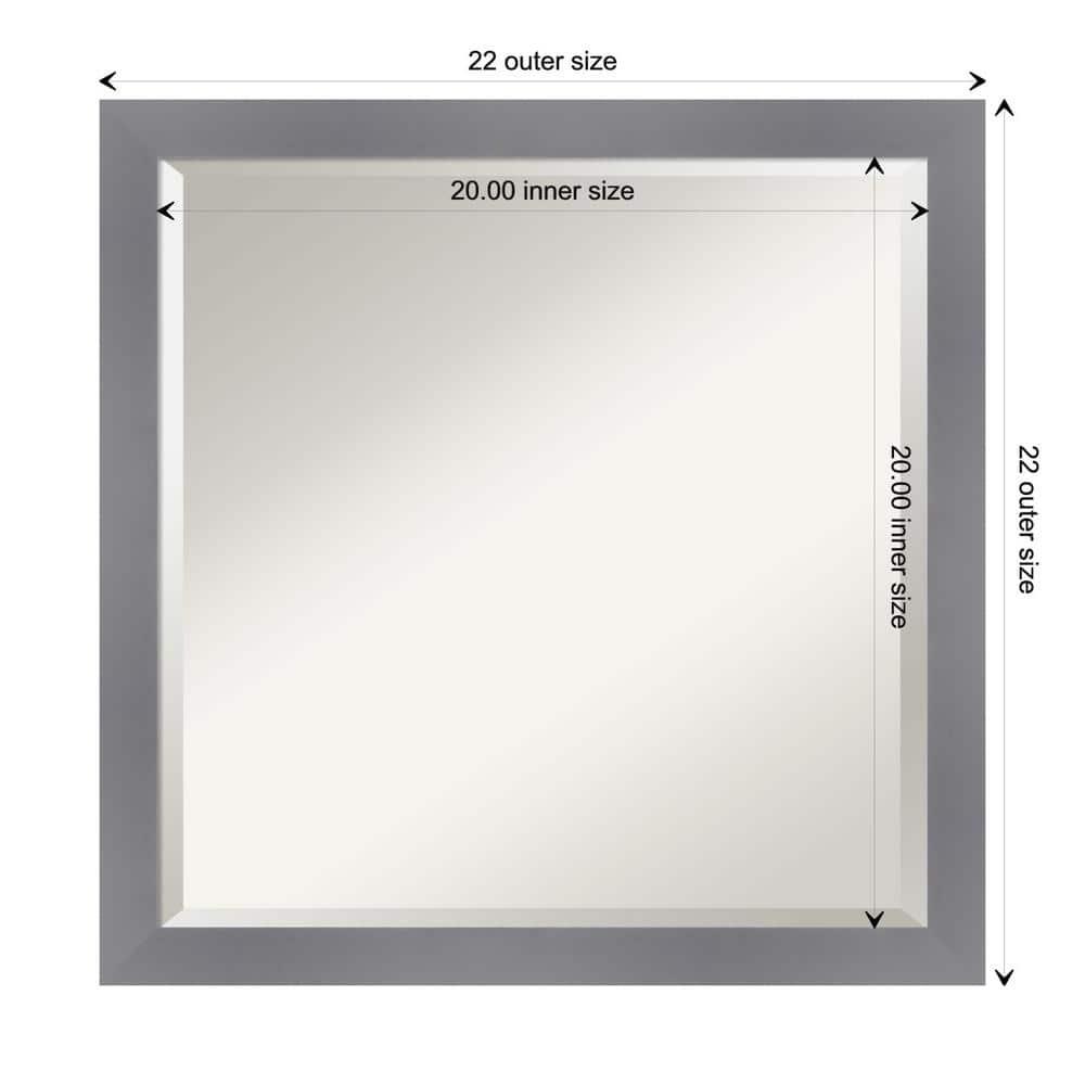Edwin Grey 22.5 in. x 22.5 in. Beveled Casual Square Wood Framed Bathroom Wall Mirror in Gray