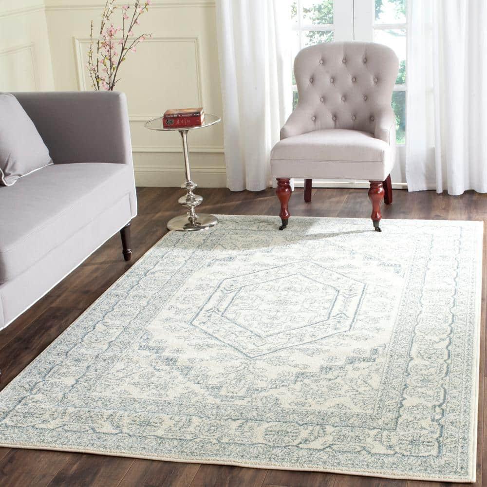 Adirondack ADR108 Machine Made Indoor Accent Rug - Ivory/Slate - 2'-6"x4' - Safavieh