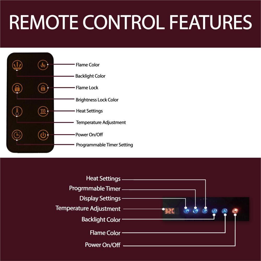 Cambridge Cambridge Wall Mount Electric Fireplace Heater with Remote Control for Indoor Use in Living Room, Bedroom, Home Office