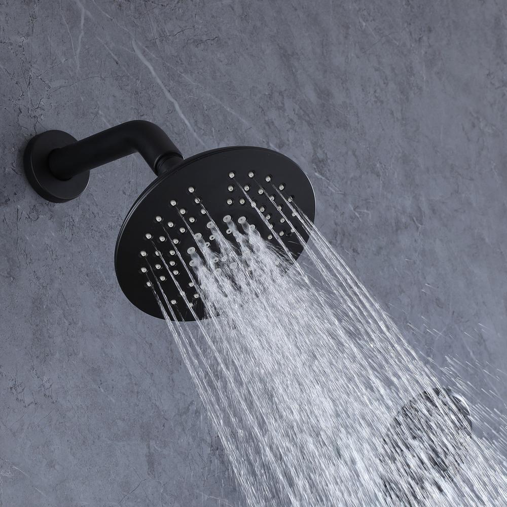 BWE Single-Handle 2-Spray Round High Pressure Shower Faucet in Matte Black (Valve Included)