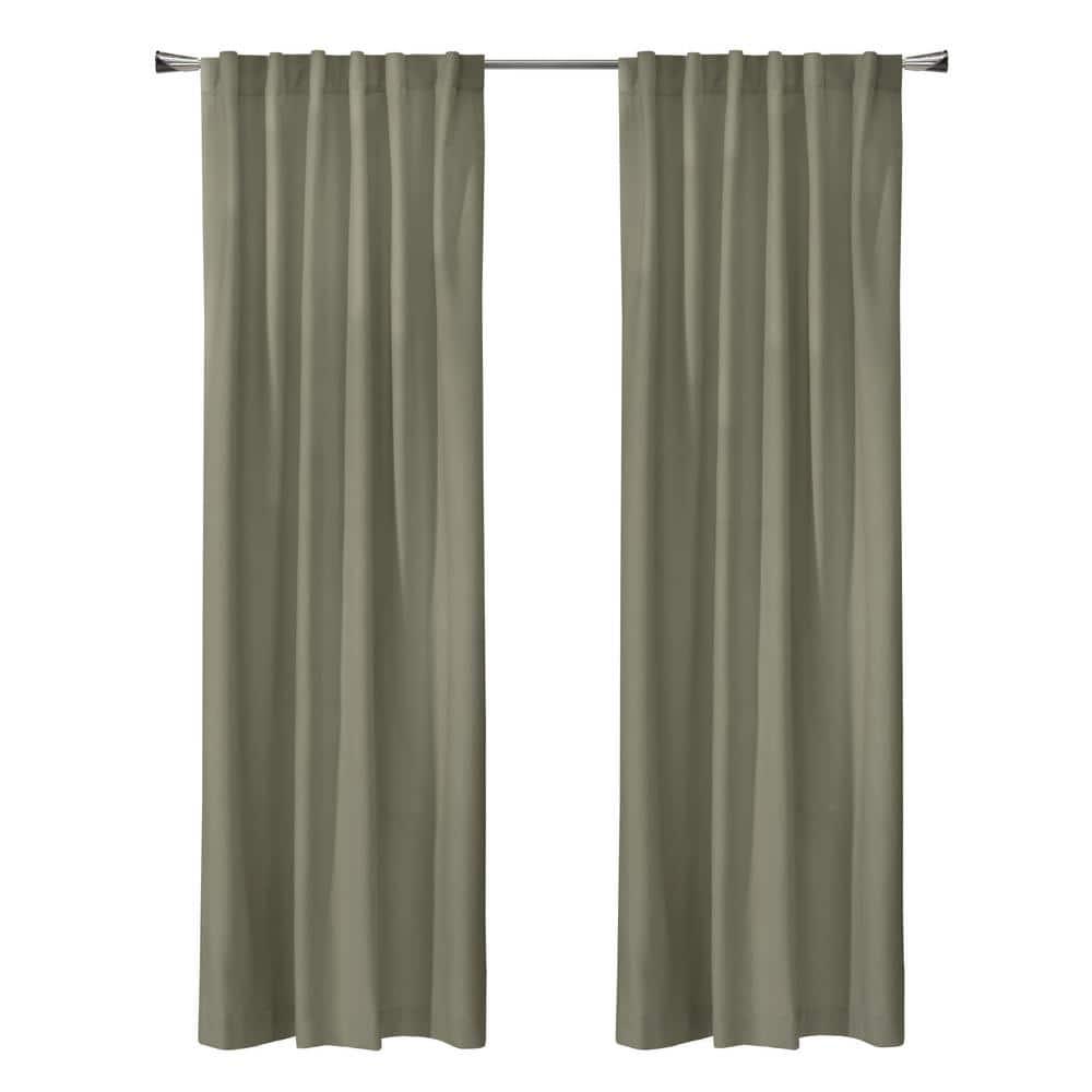 Thermaplus Seren Room Darkening Window Treatment Dual Header Curtain Panel for Bedroom Livingroom 50" x 63" Taupe