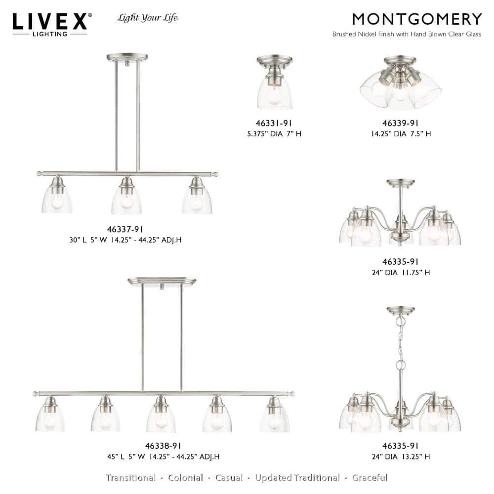 Livex Lighting Montgomery 1 - Light Flush Mount in  Brushed Nickel