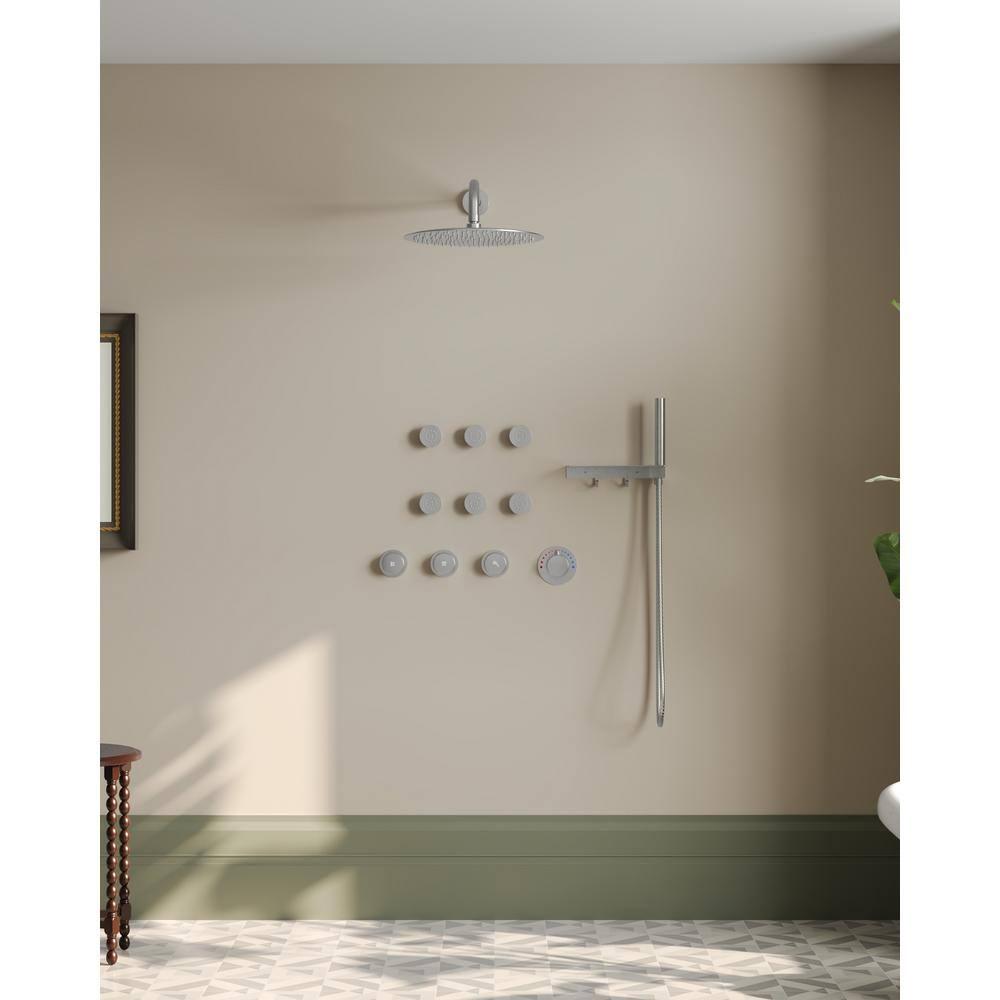 Thermostatic Shower System 12" Rain Shower Head withHandheld Spray,Shower Faucet Set with Valve Trim Kit