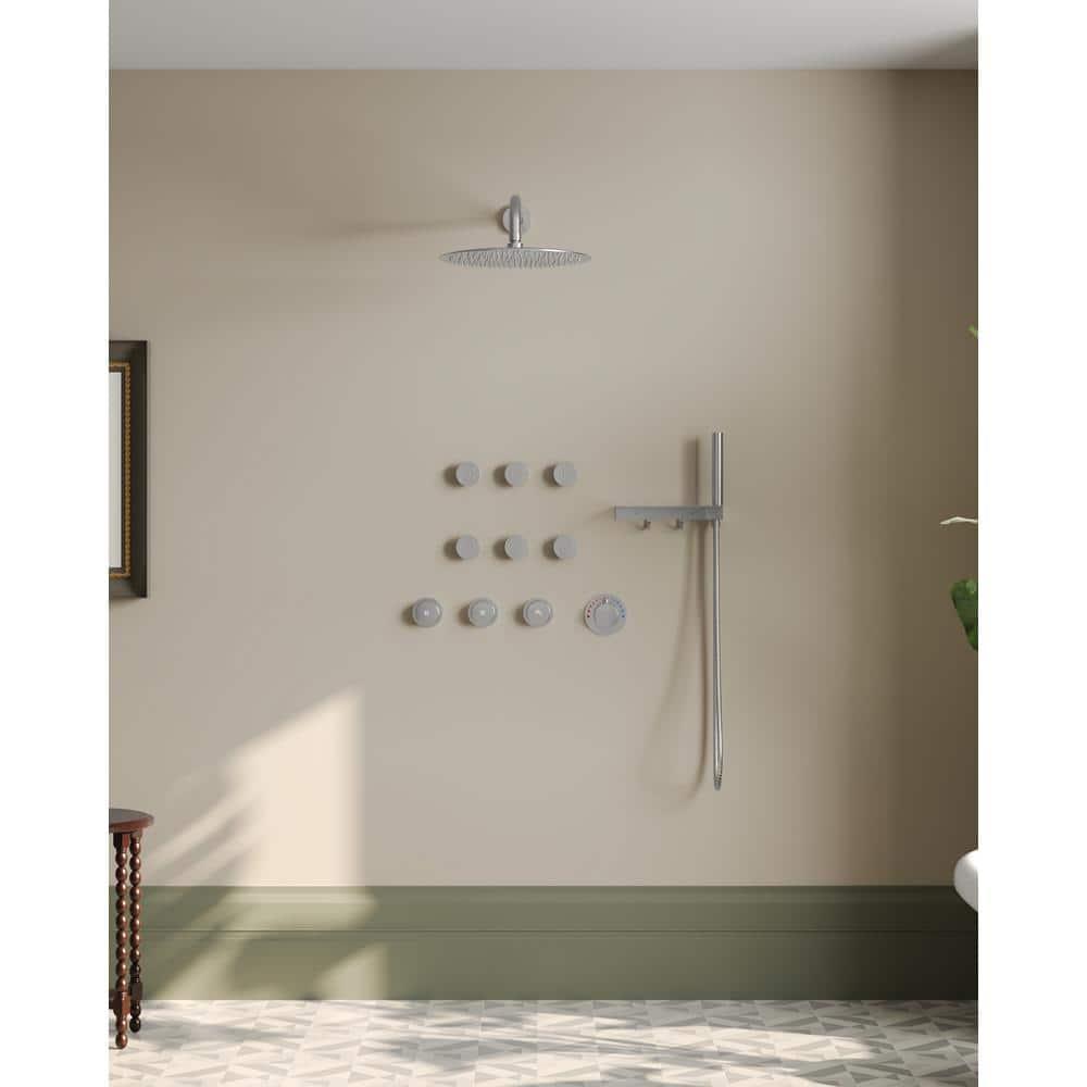 Thermostatic Shower System 12" Rain Shower Head withHandheld Spray,Shower Faucet Set with Valve Trim Kit
