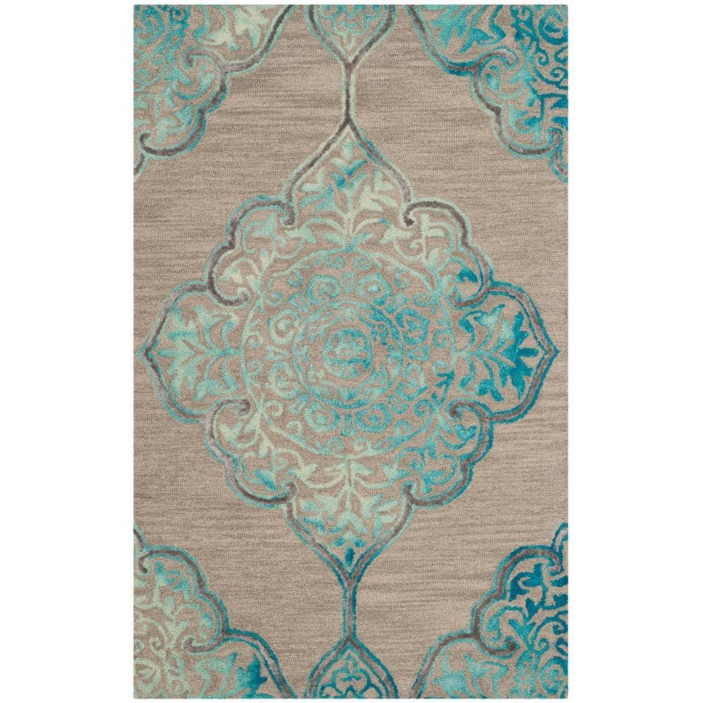 Dip Dye DDY510 Hand Tufted Indoor Accent Rug - Grey/Turquoise - 2'x3' - Safavieh