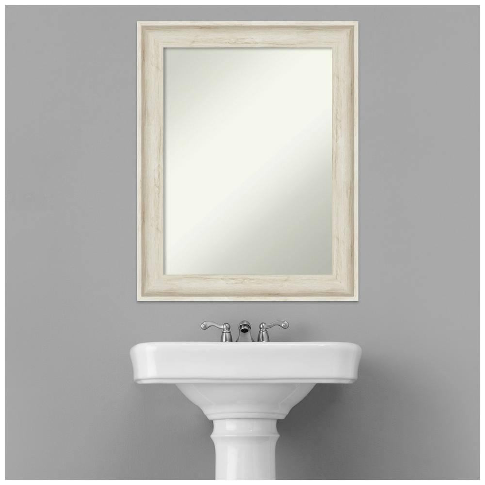 23" x 29" Non-Beveled Regal Birch Cream Bathroom Wall Mirror - Amanti Art: Rectangular, Polystyrene Frame, Includes Mount Hardware