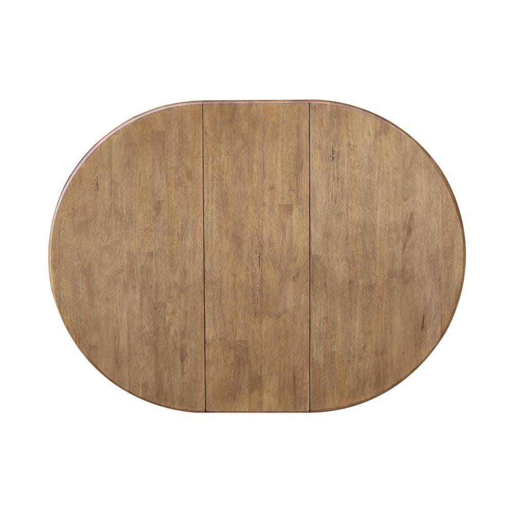Kyle Round Top Pedestal Drop Leaf Dining Table Hickory Brown/Stone Gray - International Concepts: Solid Wood, Mid-Century Modern