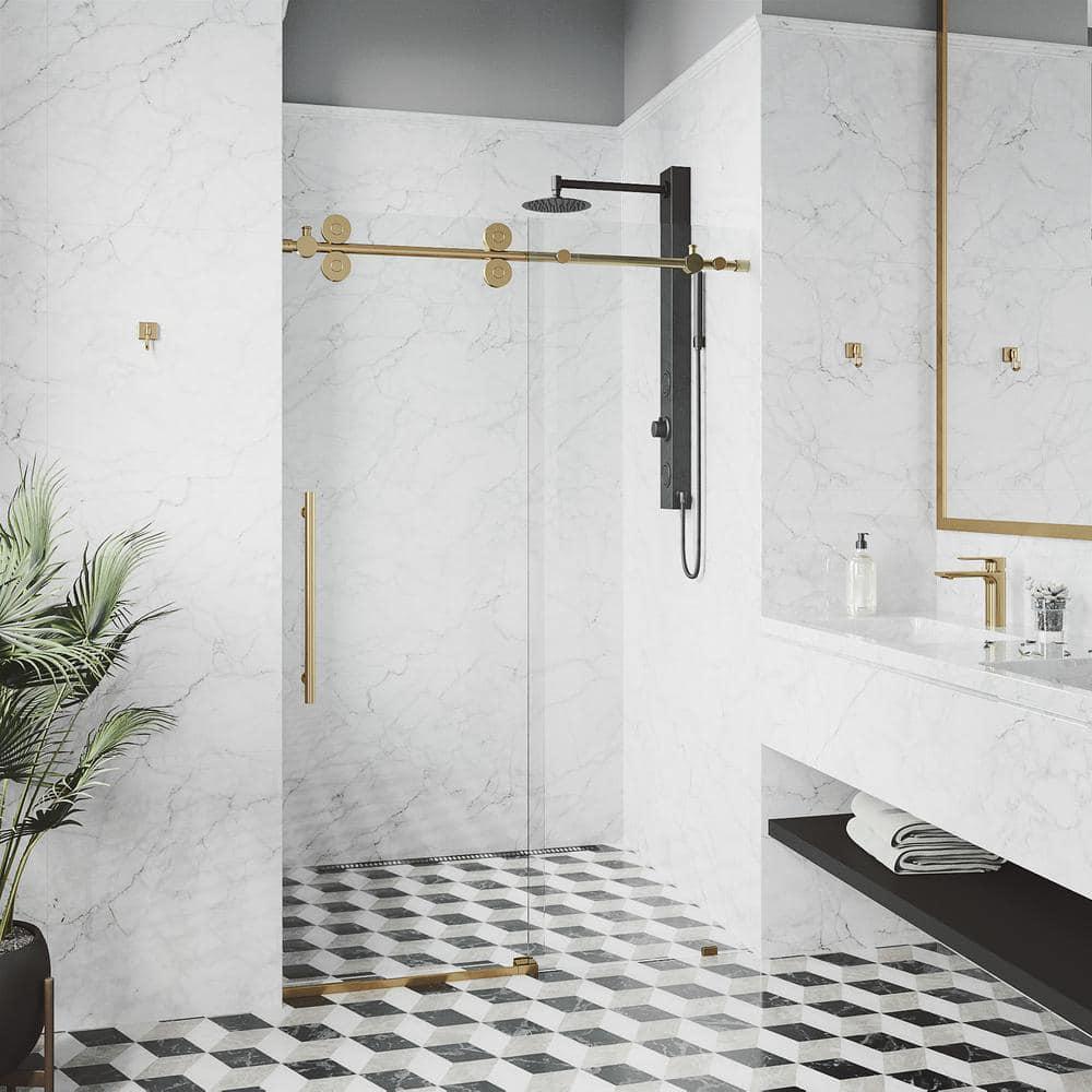 Elan 56-60" W x 74" H Sliding Frameless Shower Door with 3/8" Clear Glass