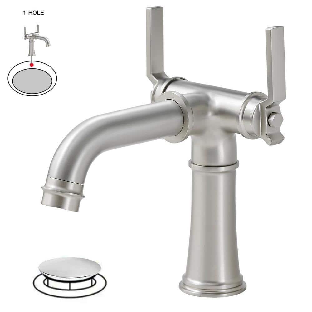 BWE Double Handle Industrial Style Bathroom Faucet Lavatory Mixer Tap Commercial Vanity