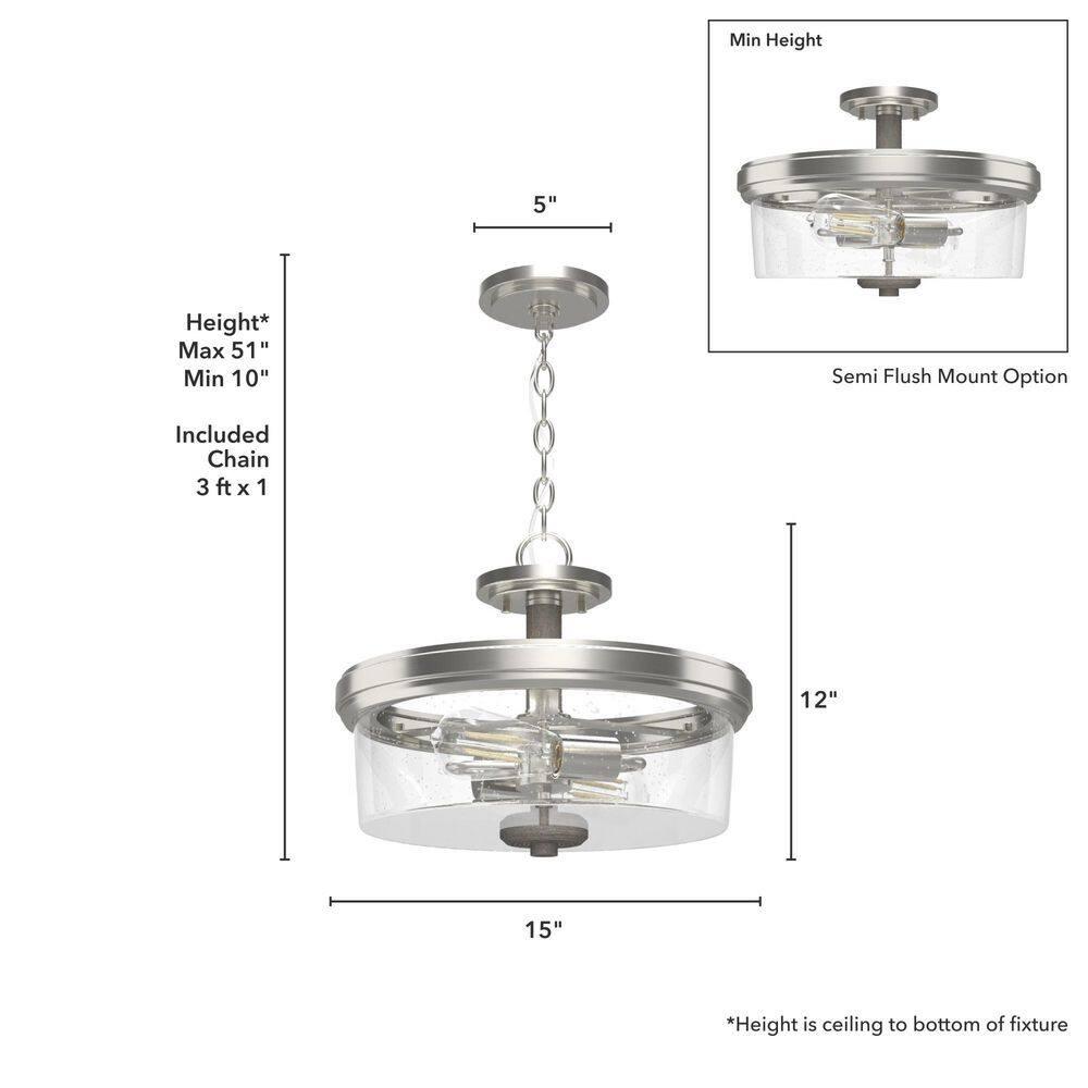 Hunter Fan River Mill 2 Light 15" Semi Flush Mount