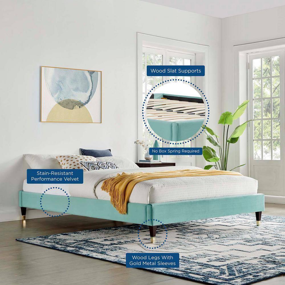 Modway Harlow Queen Performance Velvet Platform Bed Frame