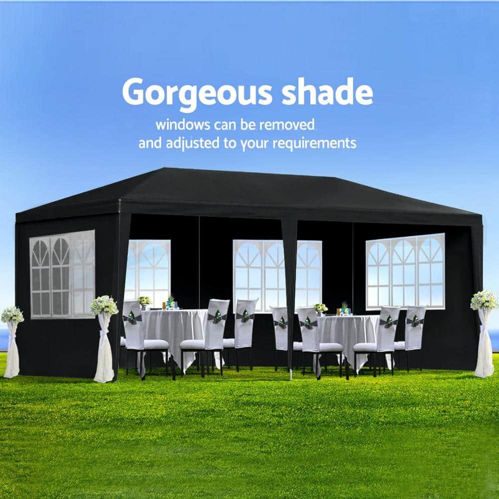 10x20 Black Pop Up Canopy Outdoor Party Tent with 6 Sidewalls, Wedding Party Tent Outdoor Waterproof UV50 Canopy Event Shelter Tents for Parties, 6 pcs Weight Bag,Carry Bag