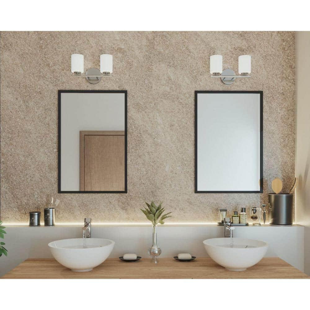 Progress Lighting Replay 2-Light Bath Vanity, Brushed Nickel, Porcelain Shade