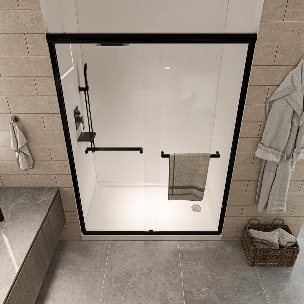 60'' - W x 72'' H Door Semi-Frameless Shower Door with Two Handles