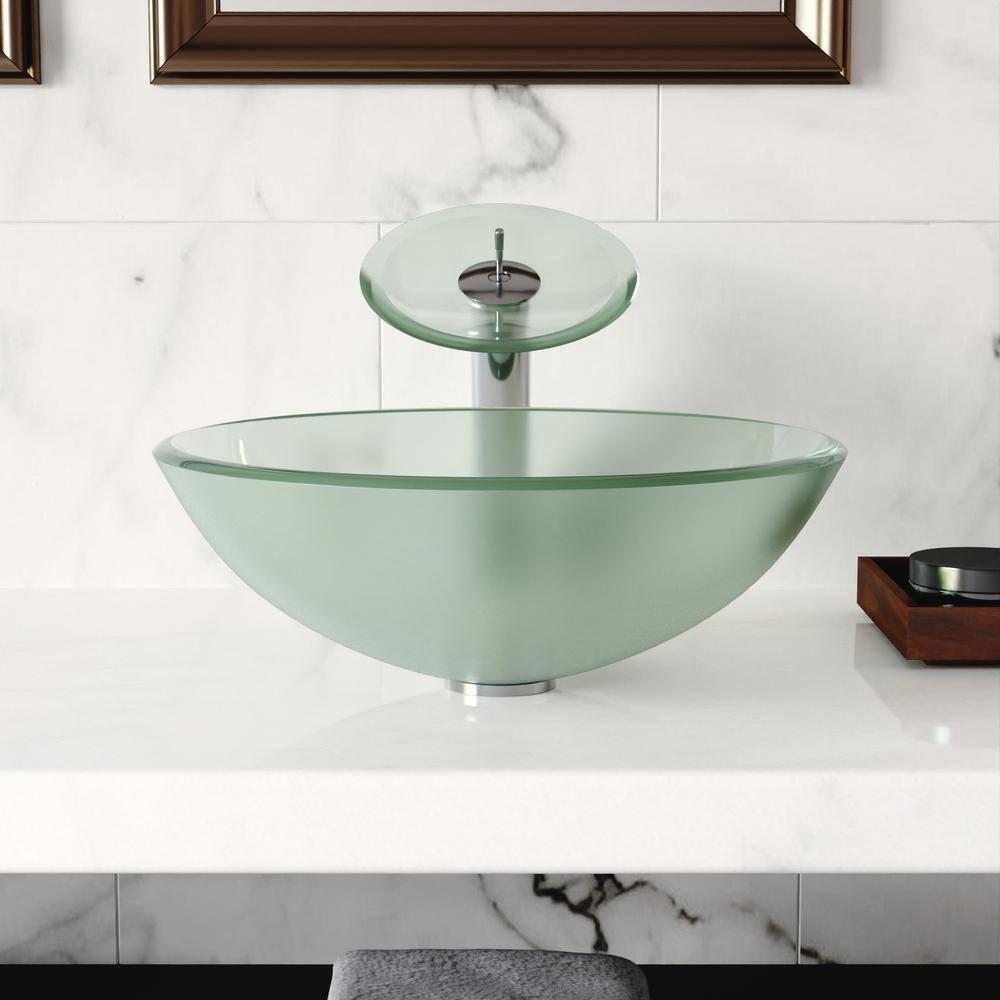 DeerValley Symmetry 16.5'' Circular Glass Vessel Bathroom Sink