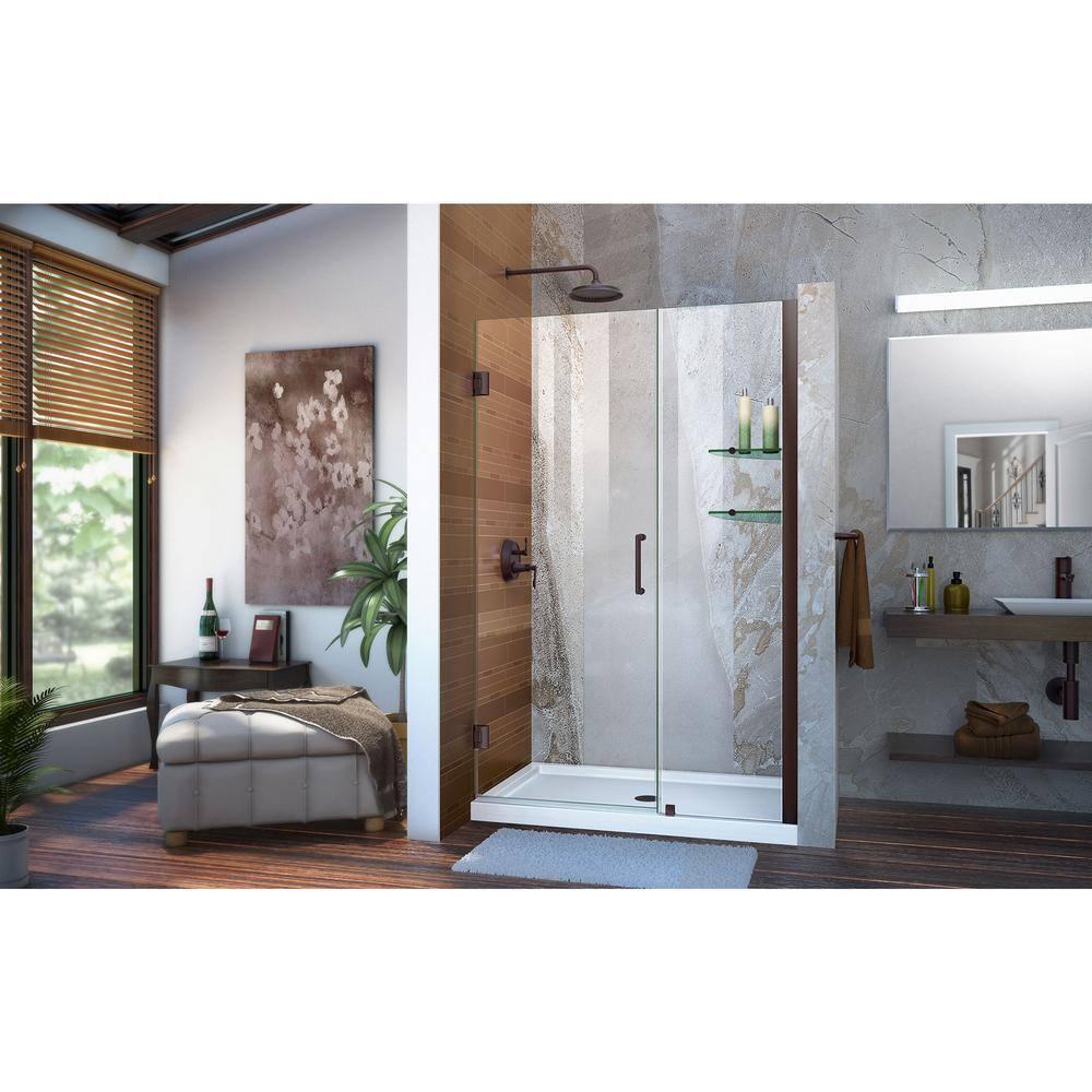DreamLine Unidoor 46" W x 72" H Hinged Frameless Shower Door with Clearmax™ Technology SHDR-20467210S-06