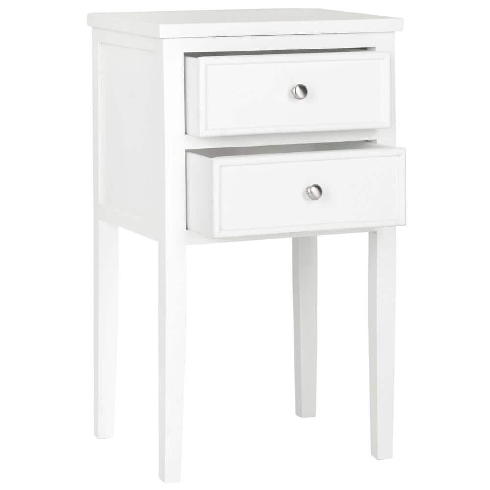 Toby Accent Table with Storage Drawers - White - Safavieh.