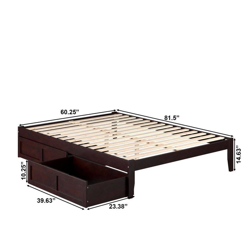 Queen Colorado Bed with 2 Drawers Espresso - AFI