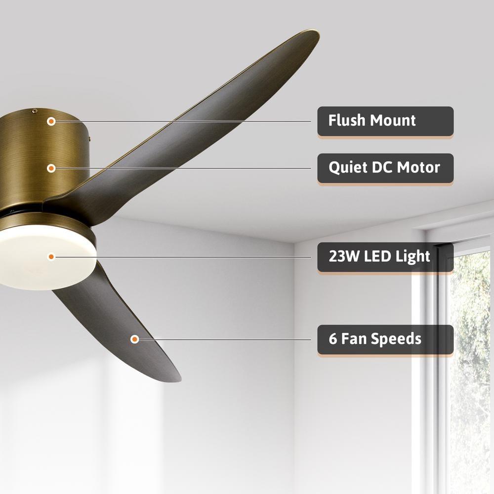 52" 3 Blade Smart Ceiling Fan with Dimmable Light Kit & Remote Bronze