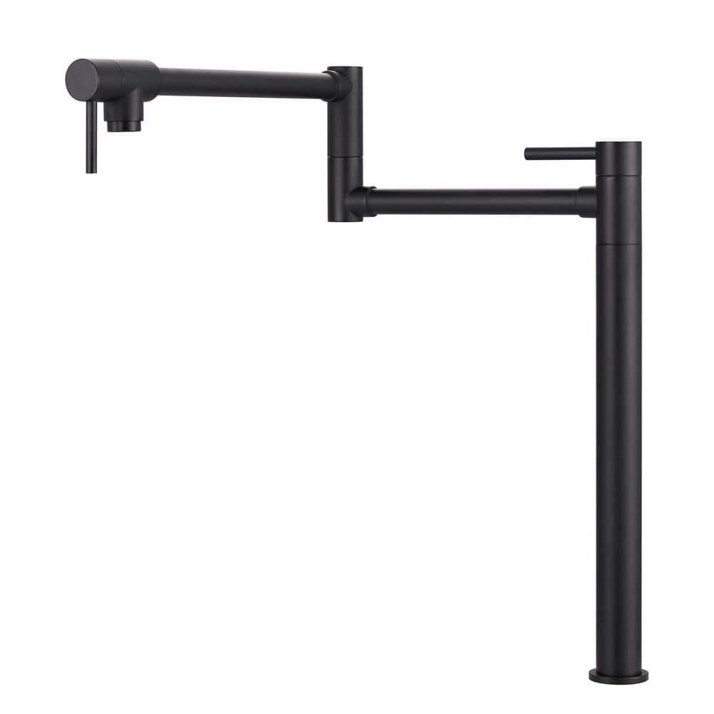 Pot Filler Faucet Wall Mount Kitchen Sink Faucet Stove Pot Filling Faucet with Double Joint Swing Arms Folding Faucet, Solid Brass Material, Lead-Free, Single Hole, Brushed Gold