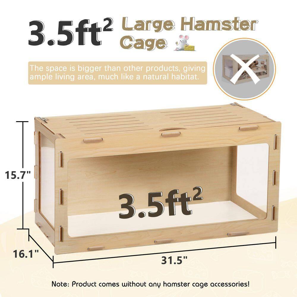 COZIWOW Large Wooden Hamster Cage,Habitat Shelter W/Acrylic Board,Flip Top