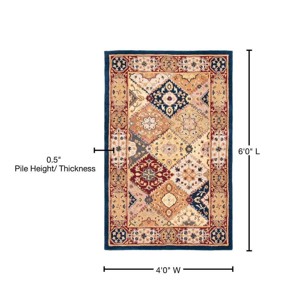 Heritage Multi/Red 4 ft. x 6 ft. Floral Border Area Rug