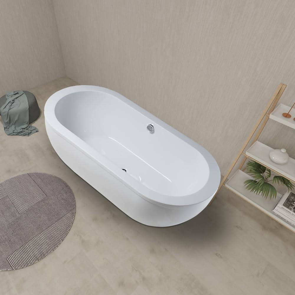 71" x 34" Freestanding Soaking Bathtub