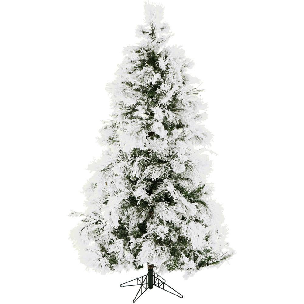 Fraser Hill Farm Snowy Pine Flocked Artificial Christmas Tree