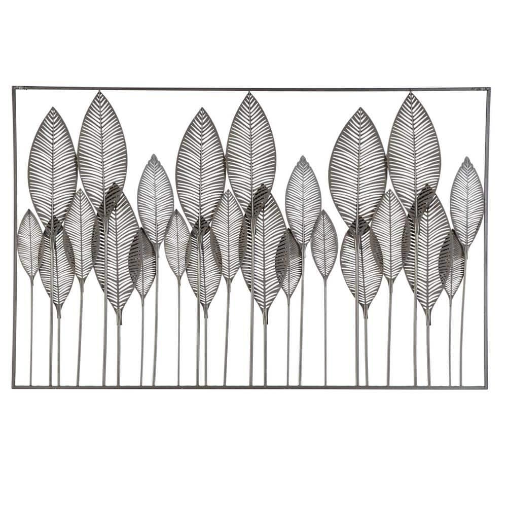 DecMode Bronze Metal Tall Cut-Out Leaf Wall Decor with Intricate Laser Cut Designs