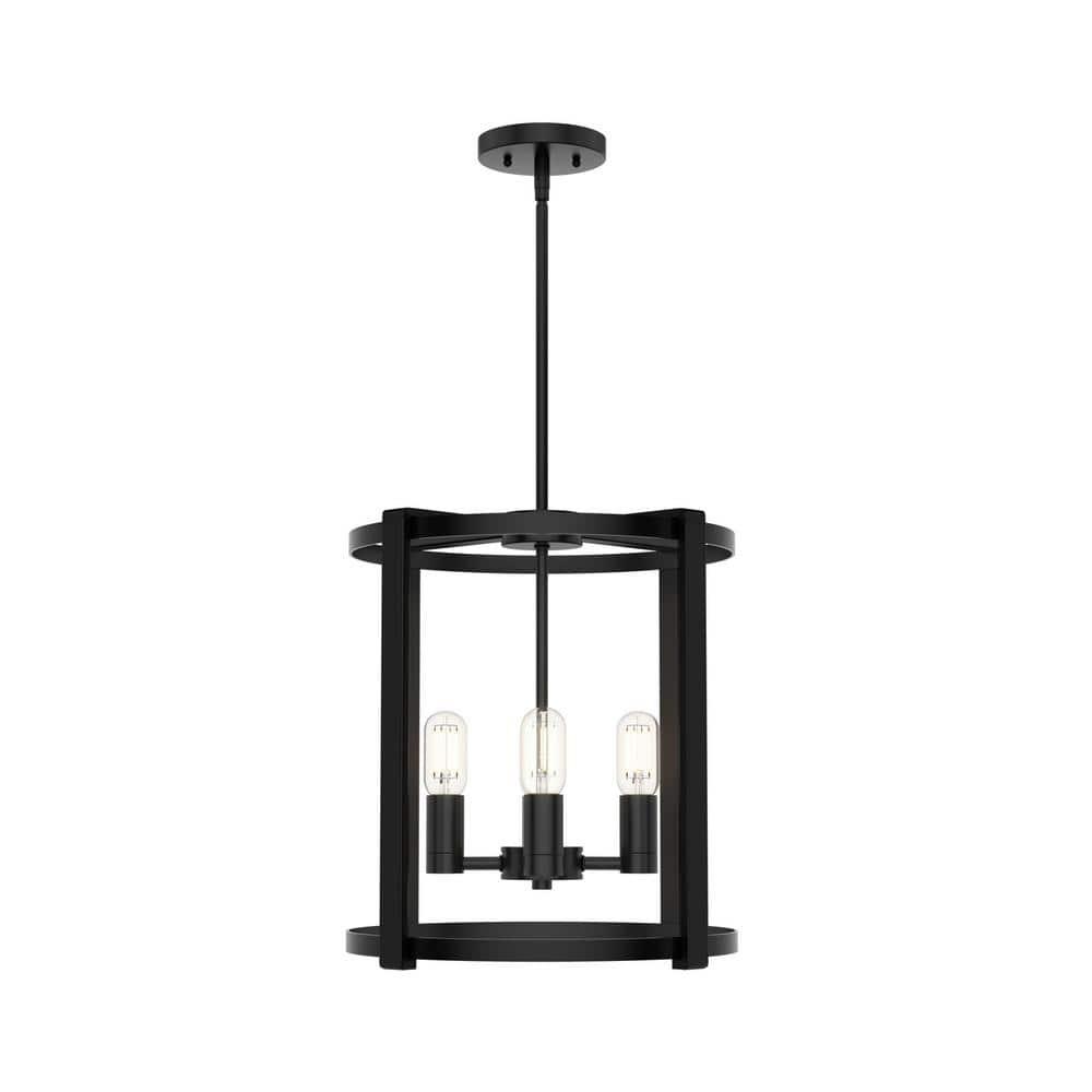 19003-Hunter Fans-Astwood 4-Light Lantern Chandelier in Caged Style-16 Inches Wide by 25.5 Inches High-Matte Black Finish