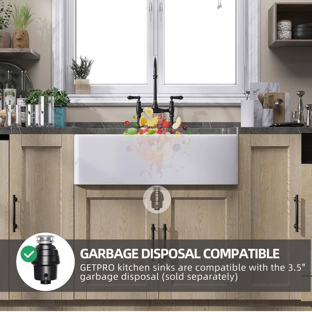 Small Farmhouse Sink 24 X18 White Fireclay Undermount Kitchen Sinks Deep Single Bowl Drop in Modern Apron Front Farm Sink For Kitchen with Protective Bottom Grid and Strainer