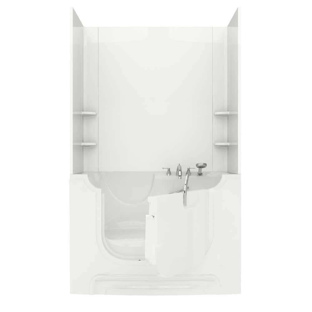 60'' x 30'' Walk-in Whirlpool Fiberglass Bathtub with Faucet