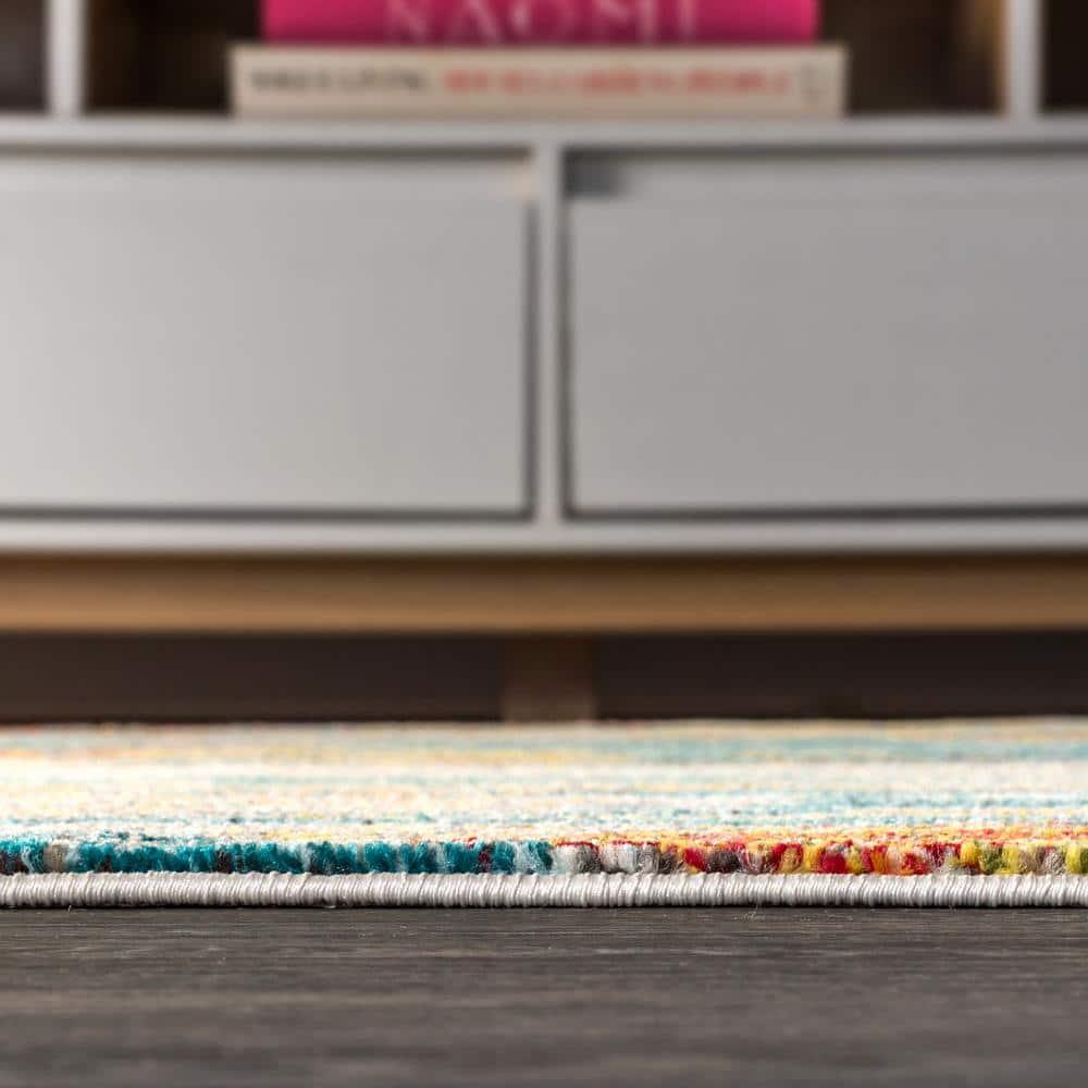 JONATHAN  Y Contemporary POP 5 x 8 (ft) Loomed Polypropylene Blue/Cream/Yellow Rectangular Indoor Abstract Bohemian/Eclectic Area rug