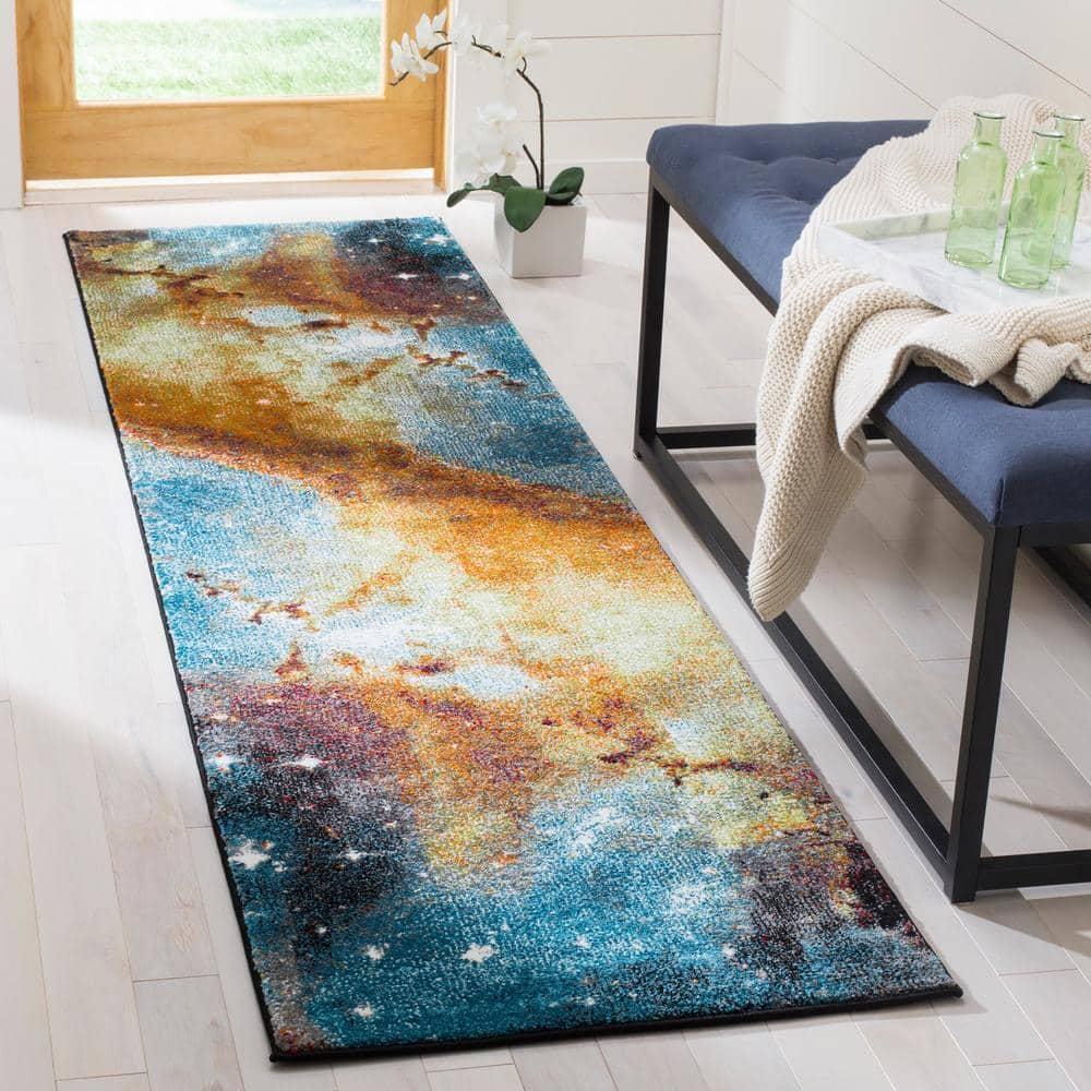 Galaxy GAL109 Power Loomed Indoor Runner - Orange/Multi - 2'3"x8' - Safavieh