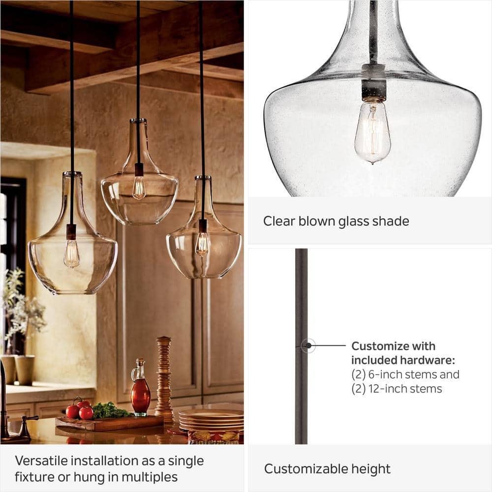 Kichler Everly 19.75" Transitional 1 Light Olde Bronze Pendant Light with Clear Glass