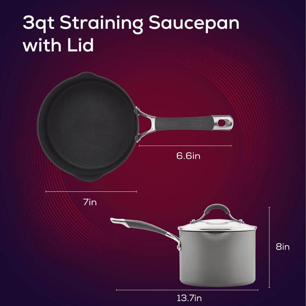 Circulon Circulon Radiance Hard-Anodized Nonstick Saucepan with Straining Lid, 3-Quart