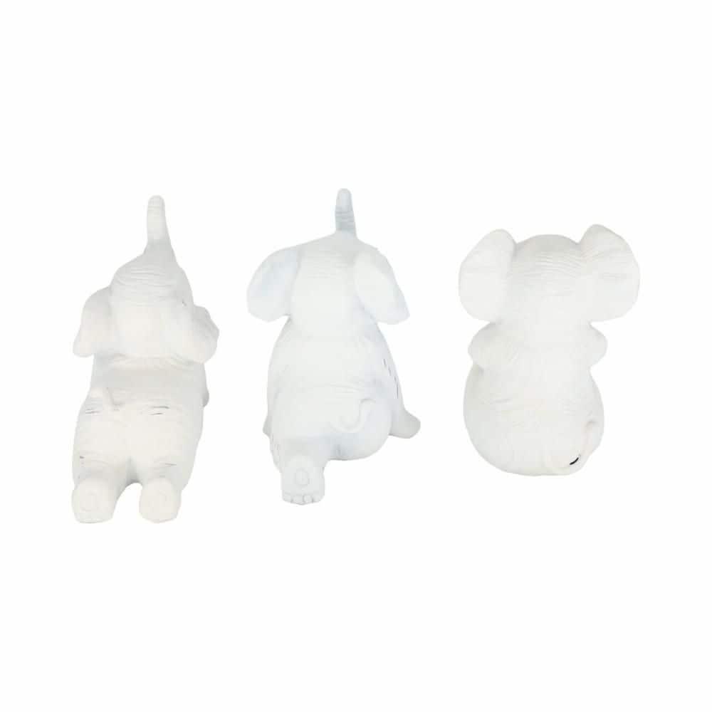 Sagebrook Home Set of 3 Yoga Elephant Figurines - Classic White Polyresin Sculpture of Yoga Posed Eleplants - Home, Office, Yoga Studio Decor -