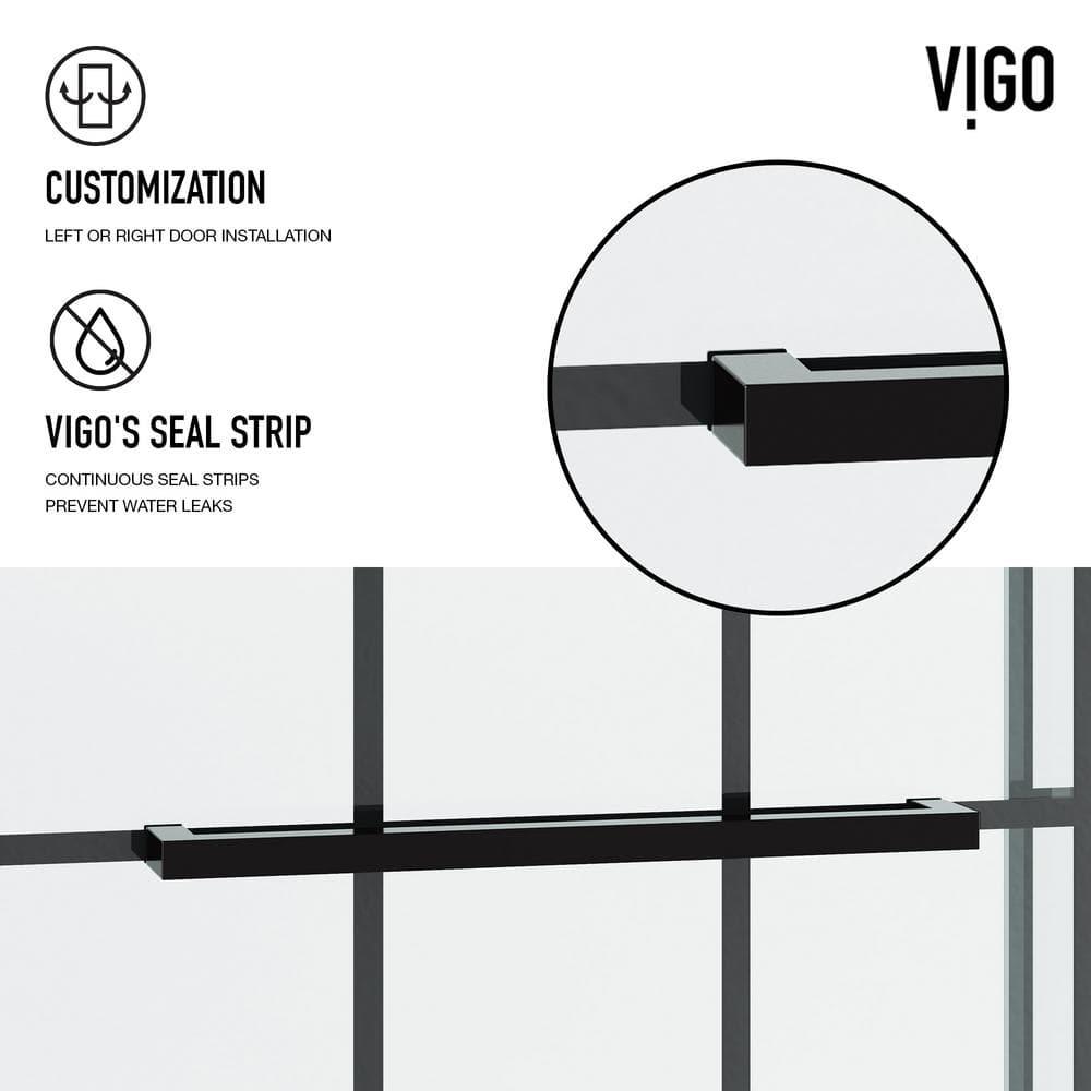 Houston 56-60" W x 76" H Double Sliding Frameless Shower Door with 3/8" Grid Clear Glass