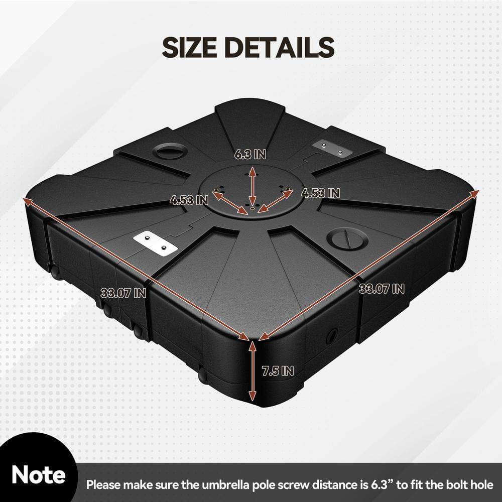 10ft Square Solar LED Cantilever Patio Umbrella with Bluetooth Light for Outdoor Shade Grey with base B